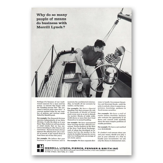 1966 Merrill Lynch Sailboat Vintage Magazine Print Ad