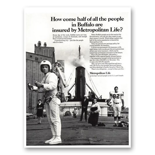 1966 Metropolitan Life Insurance Half of All the People in Buffalo Vintage Magazine Print Ad