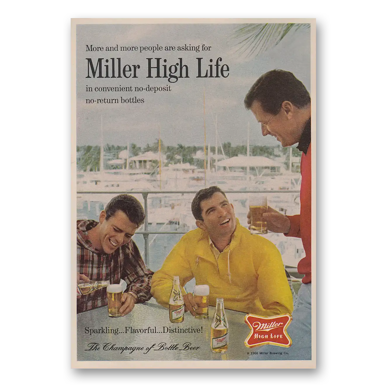 1966 Miller Beer More and More People Vintage Magazine Print Ad