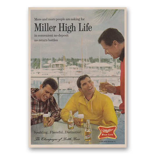 1966 Miller Beer More and More People Vintage Magazine Print Ad