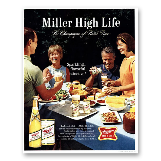 1966 Miller Beer Backyard USA Vintage Magazine Print Ad