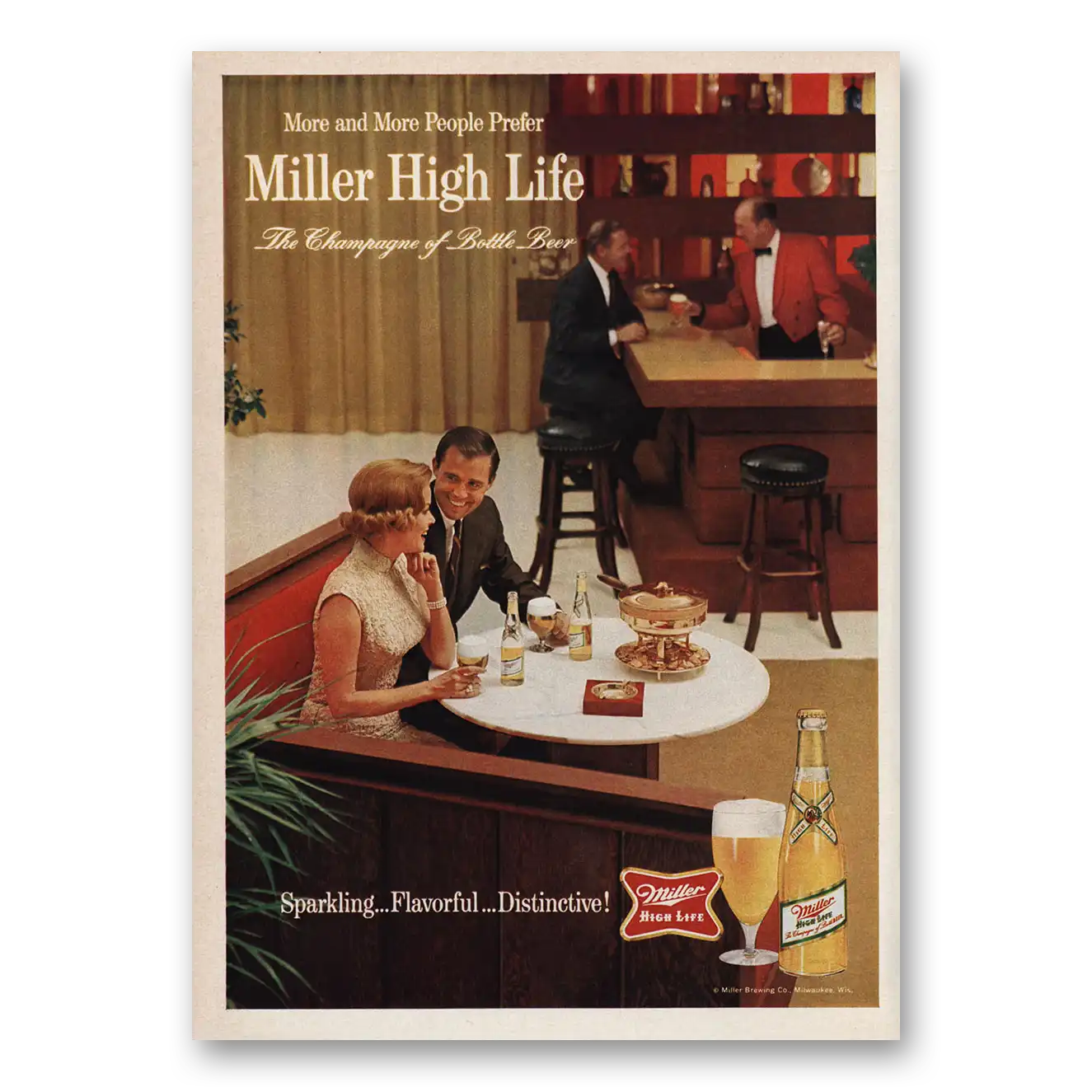 1966 Miller Beer More People Prefer Vintage Magazine Print Ad