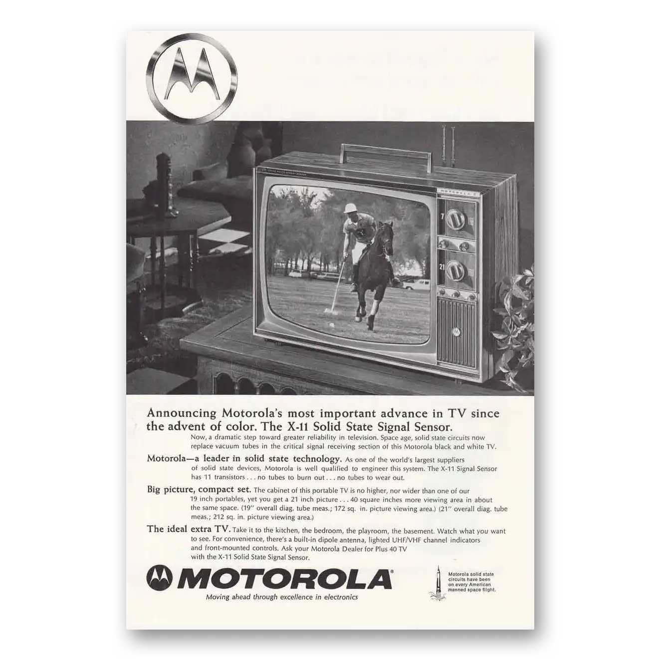 1966 Motorola Television Solid State Signal Sensor Vintage Magazine Print Ad