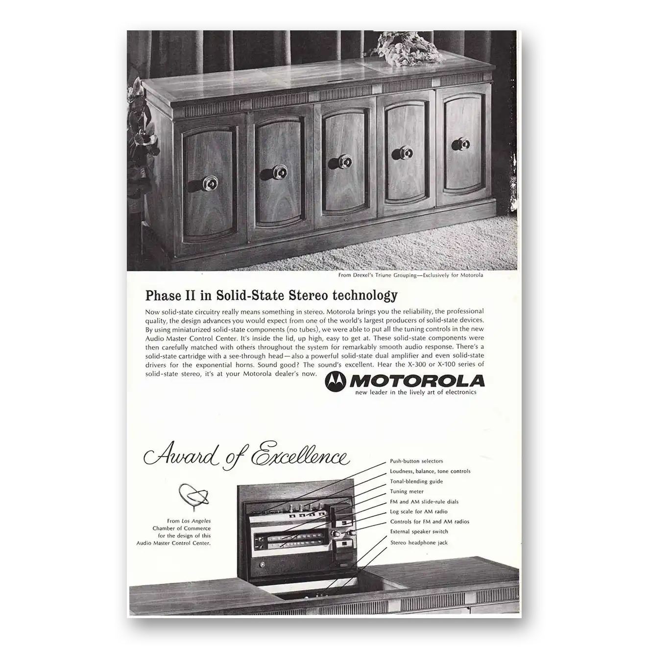 1966 Motorola Stereo Phase II Solid State Stereo Vintage Magazine Print Ad