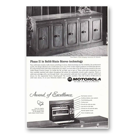 1966 Motorola Stereo Phase II Solid State Stereo Vintage Magazine Print Ad