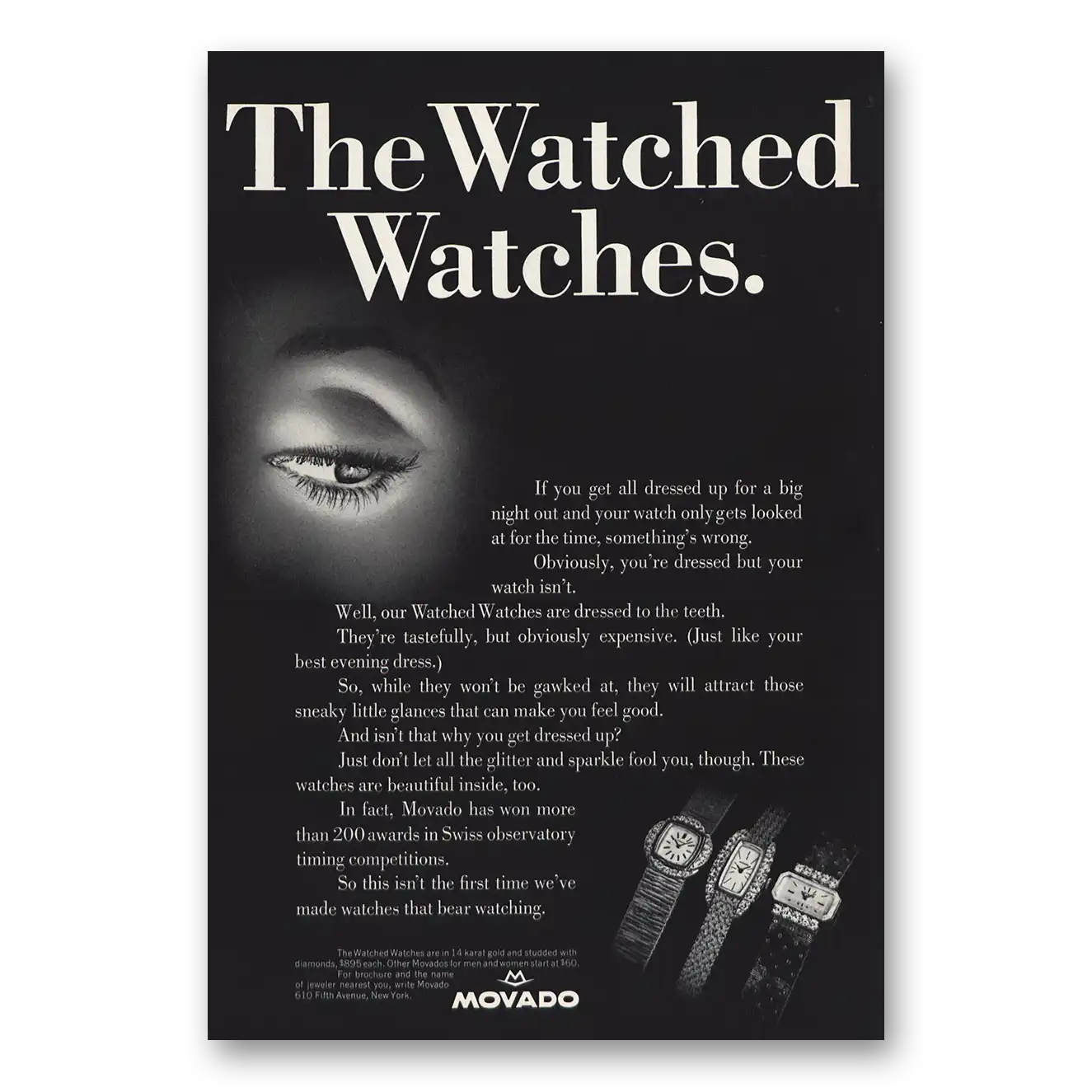 1966 Movado The Watched Watches Vintage Magazine Print Ad