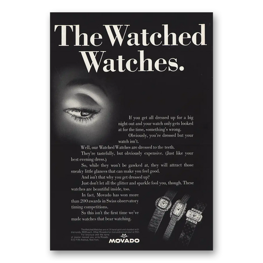 1966 Movado The Watched Watches Vintage Magazine Print Ad