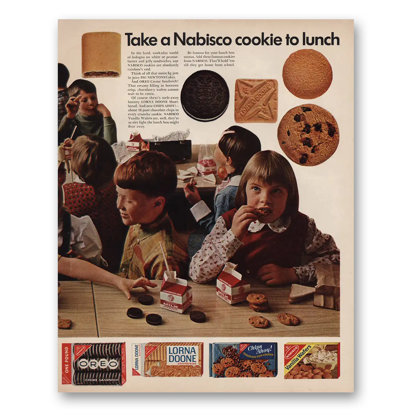 1966 Nabisco Take Nabisco Cookie to Lunch Vintage Magazine Print Ad