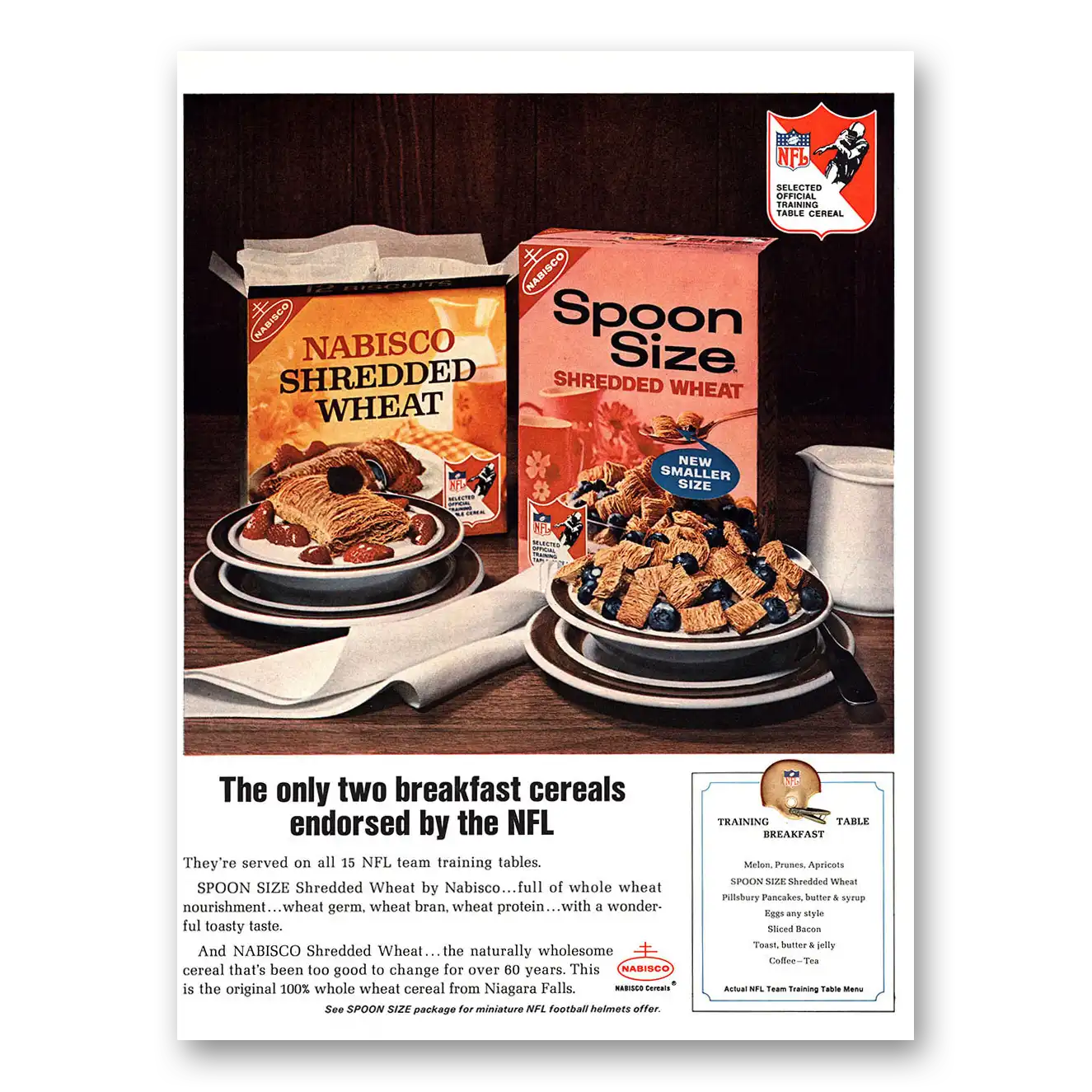 1966 Shredded Wheat Endorsed by the NFL Vintage Magazine Print Ad