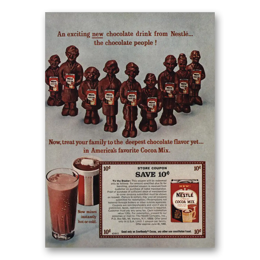 1966 Nestle Cocoa Mix Chocolate People Vintage Magazine Print Ad