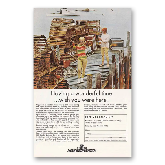 1966 New Brunswick Canada Having a Wonderful Time Vintage Magazine Print Ad