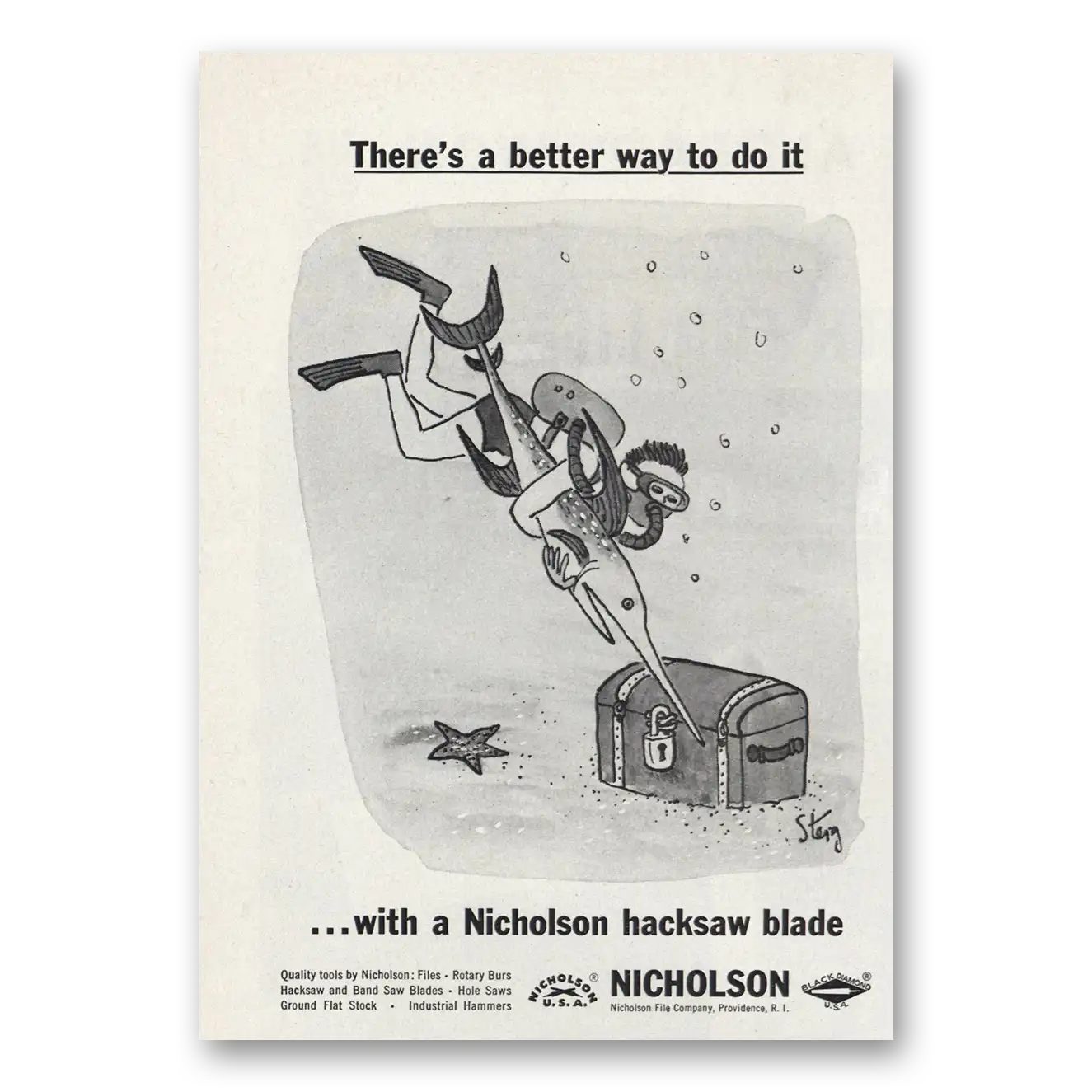 1966 Nicholson File Company Hacksaw Blade Vintage Magazine Print Ad