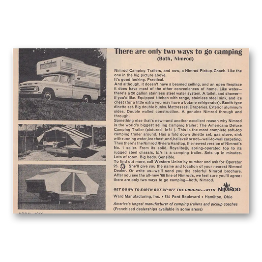 1966 Nimrod Camper Go Camping Vintage Magazine Print Ad