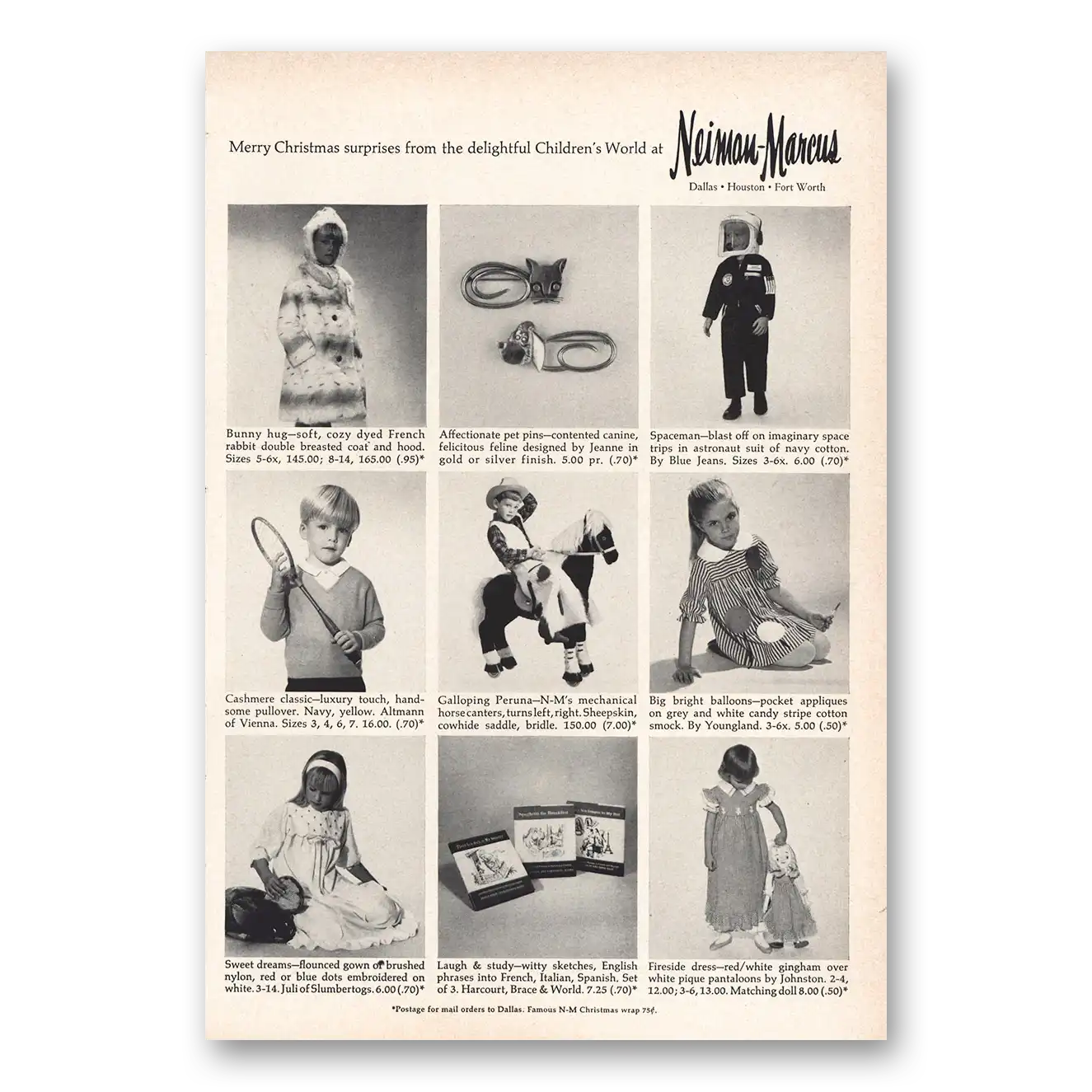 1966 Neiman Marcus Merry Christmas Surprises Vintage Magazine Print Ad