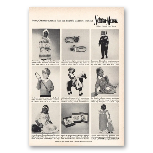 1966 Neiman Marcus Merry Christmas Surprises Vintage Magazine Print Ad