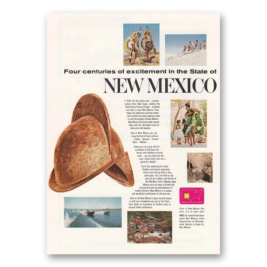 1966 New Mexico Four Centuries of Excitement Vintage Magazine Print Ad