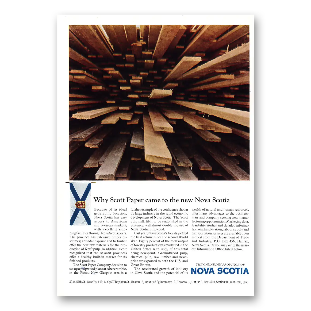 1966 Nova Scotia Canada Scott Paper Came to Nova Scotia Vintage Magazine Print Ad