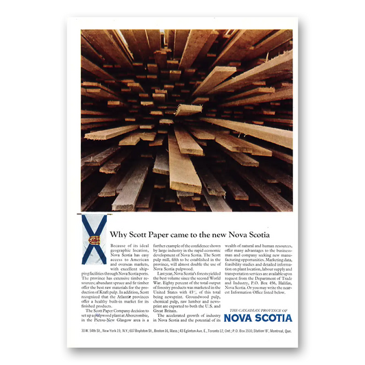 1966 Nova Scotia Canada Scott Paper Came to Nova Scotia Vintage Magazine Print Ad