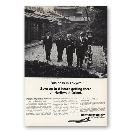 1966 Northwest Orient Business In Tokyo Vintage Magazine Print Ad