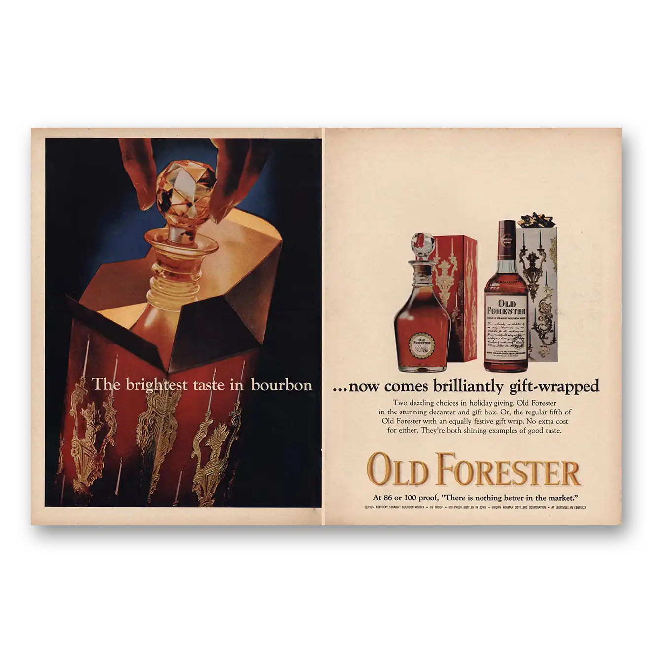 1965 Old Forester Whisky Brightest Taste In Bourbon Vintage Magazine Print Ad