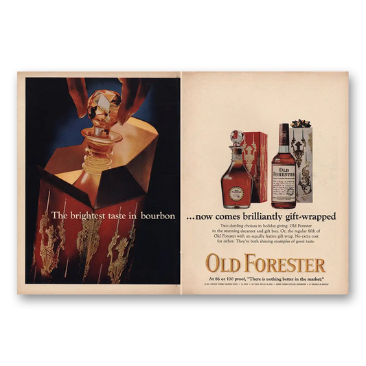 1965 Old Forester Whisky Brightest Taste In Bourbon Vintage Magazine Print Ad