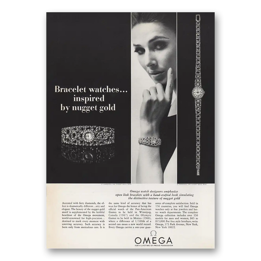 1966 Omega Watch Bracelet Watches Nugget Gold Vintage Magazine Print Ad