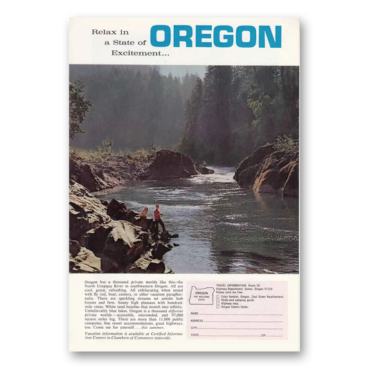 1966 Oregon North Unpqua River Vintage Magazine Print Ad