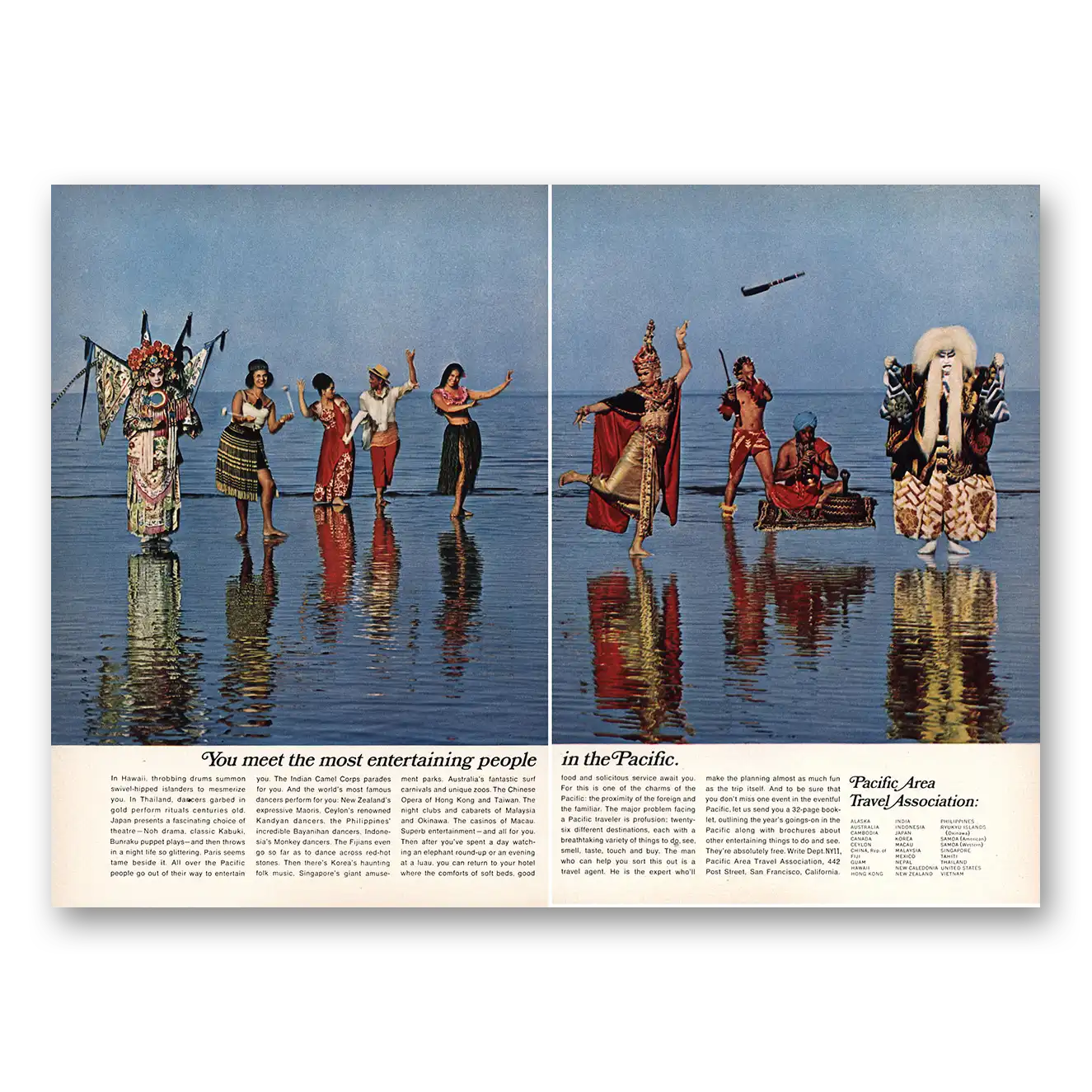 1966 Pacific Area Travel Association Most Entertaining People Vintage Magazine Print Ad