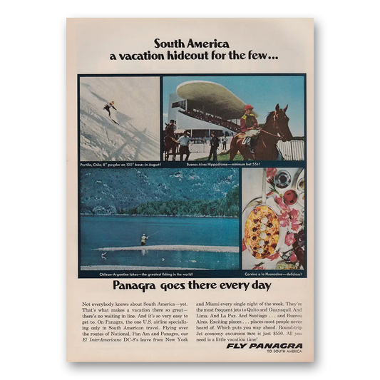 1966 Panagra Airlines South America Vacation Hideout For the Few Vintage Magazine Print Ad