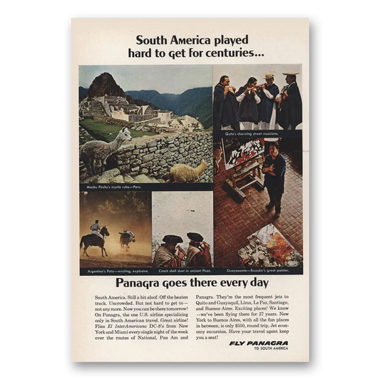 1966 Panagra Airlines South America Played Hard to Get Vintage Magazine Print Ad