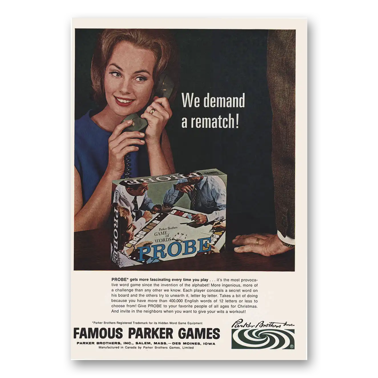 1966 Probe Board Game We Demand a Rematch Vintage Magazine Print Ad