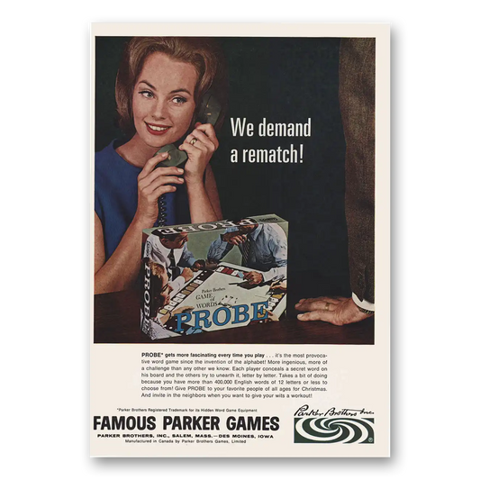 1966 Probe Board Game We Demand a Rematch Vintage Magazine Print Ad