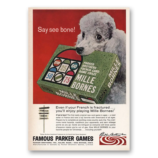 1966 Mille Bornes Game Say See Bone Vintage Magazine Print Ad