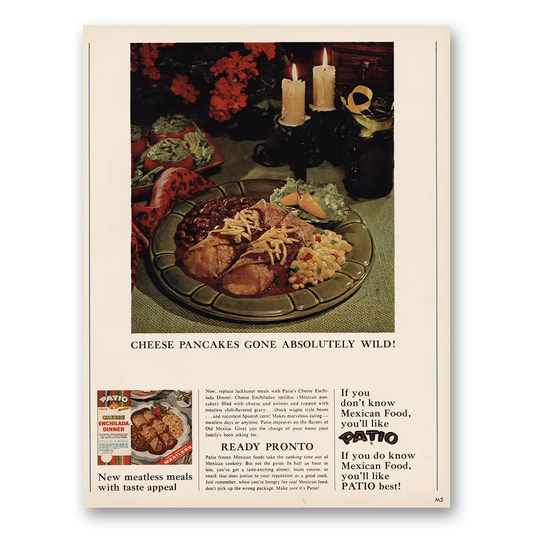 1966 Patio Frozen Food Cheese Enchilada Dinner Vintage Magazine Print Ad