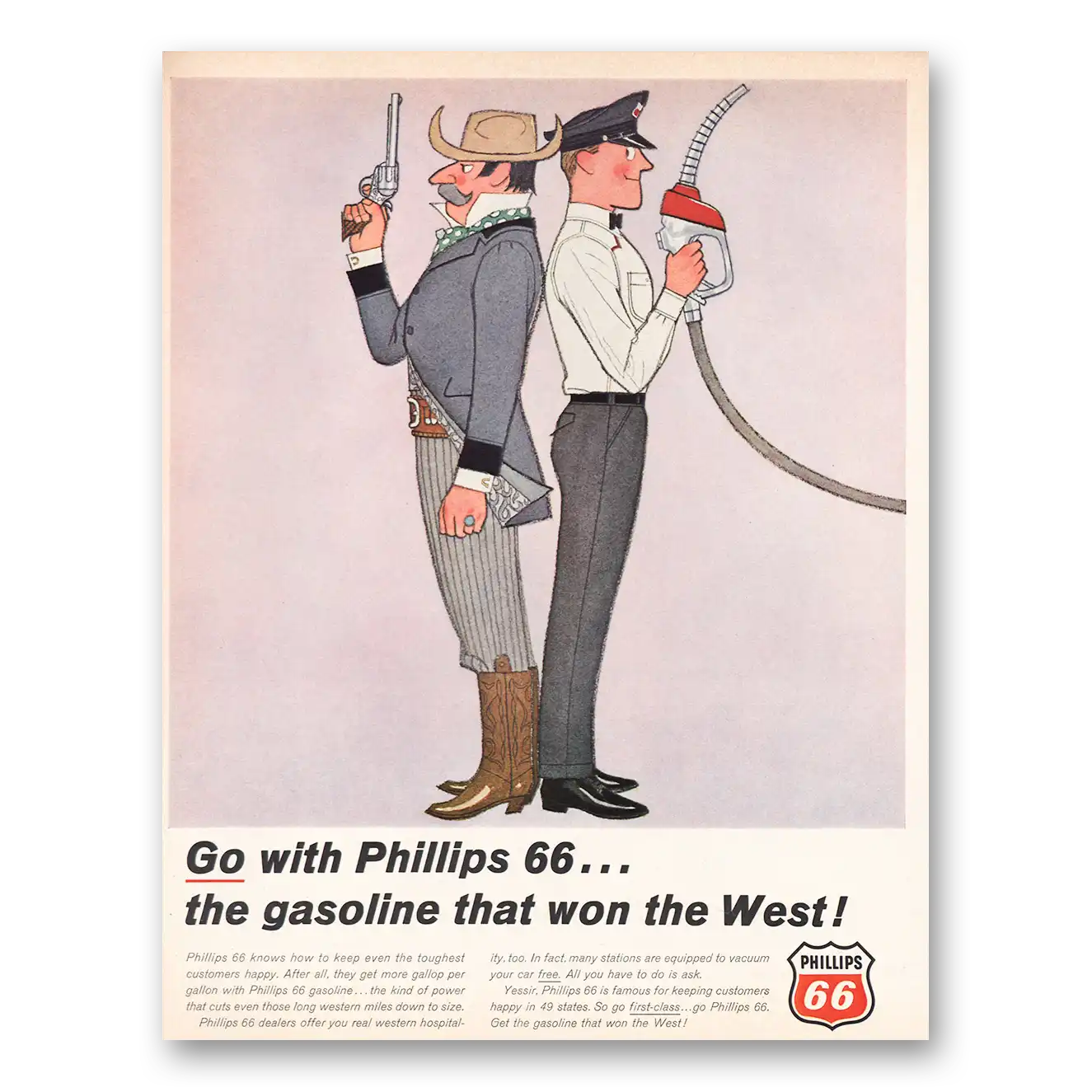 1966 Phillips 66 Gasoline That Won the West Vintage Magazine Print Ad