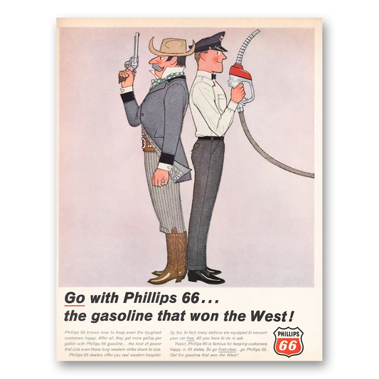 1966 Phillips 66 Gasoline That Won the West Vintage Magazine Print Ad