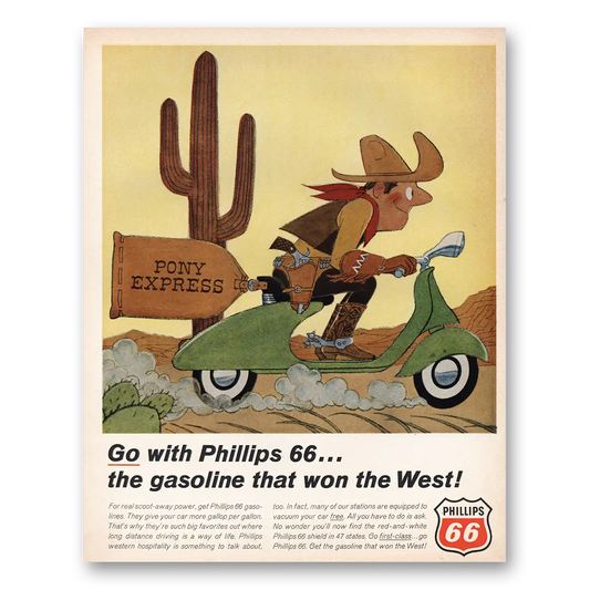 1966 Phillips 66 Gasoline That Won the West Vintage Magazine Print Ad