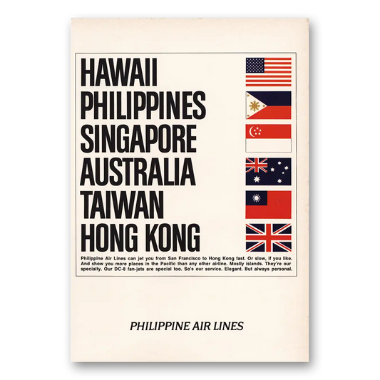 1966 Philippine Airlines Hawaii Philippines Singapore Vintage Magazine Print Ad