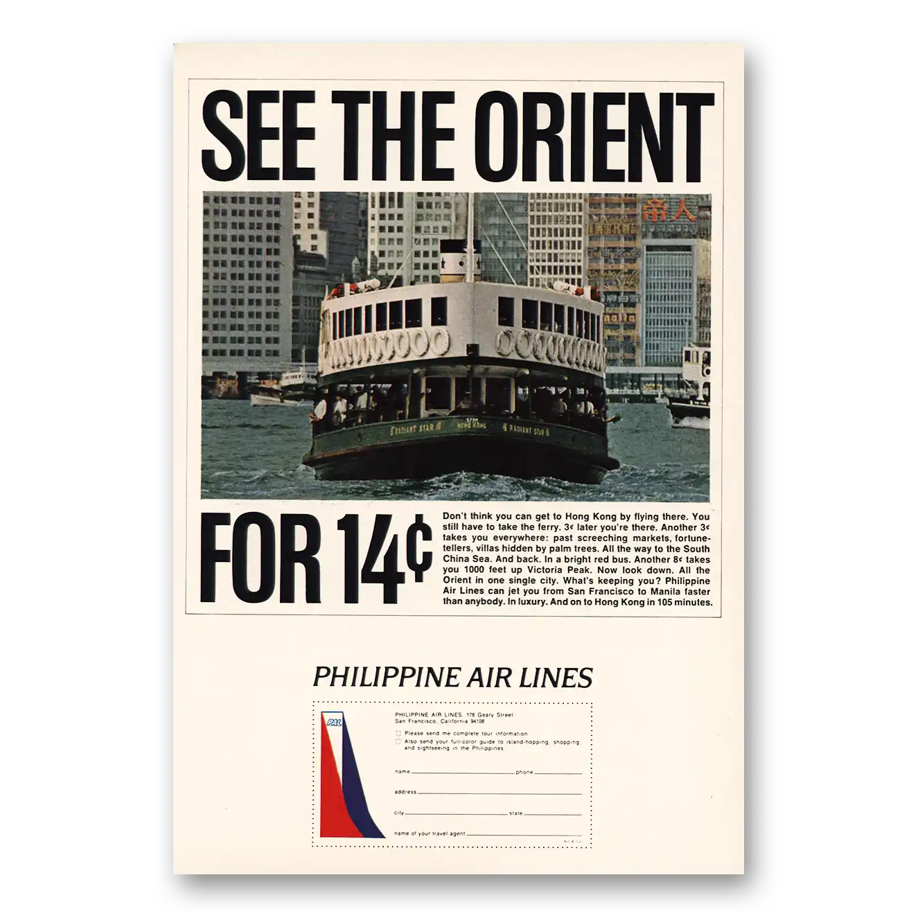 1966 Philippine Airlines See the Orient Vintage Magazine Print Ad