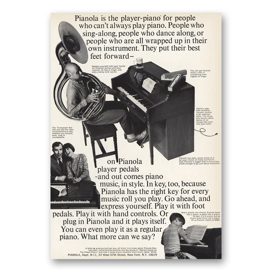 1966 Pianola Player Piano People Who Cant Always Play Vintage Magazine Print Ad