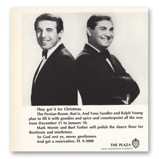 1966 Plaza Hotel Christmas Tony Sandler and Ralph Young Vintage Magazine Print Ad