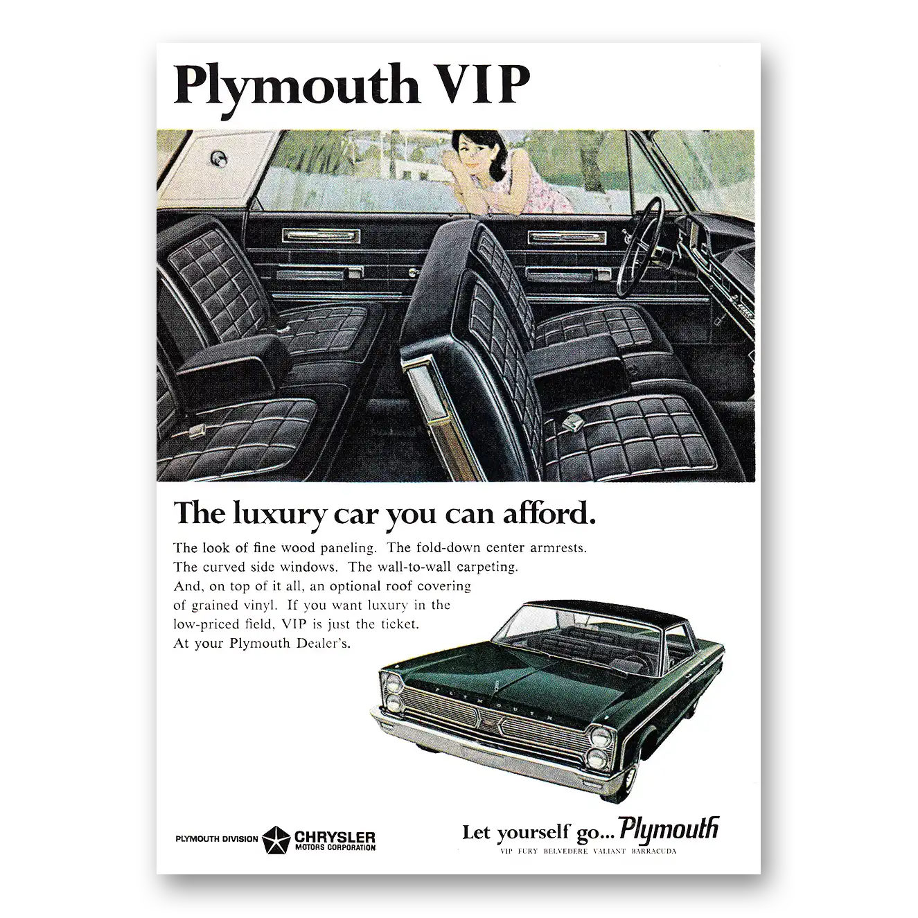 1966 Plymouth VIP Luxury Car You Can Afford Vintage Magazine Print Ad