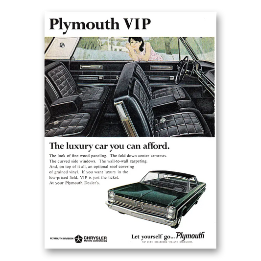 1966 Plymouth VIP Luxury Car You Can Afford Vintage Magazine Print Ad