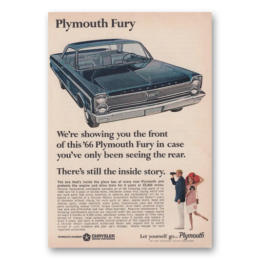 1966 Plymouth Fury We're Showing You the Front Vintage Magazine Print Ad