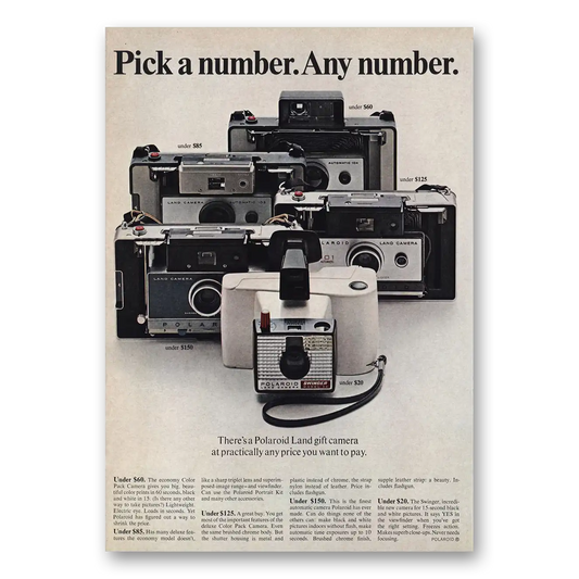 1966 Polaroid Land Camera Pick a Number Any Number Vintage Magazine Print Ad