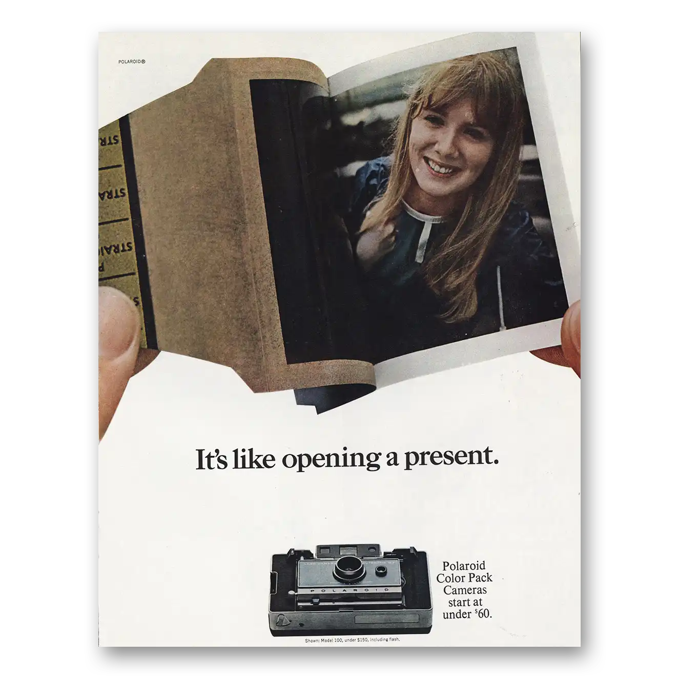 1966 Polaroid Color Pack Camera Like Opening a Present Vintage Magazine Print Ad