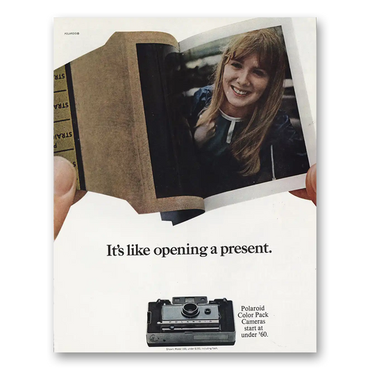 1966 Polaroid Color Pack Camera Like Opening a Present Vintage Magazine Print Ad