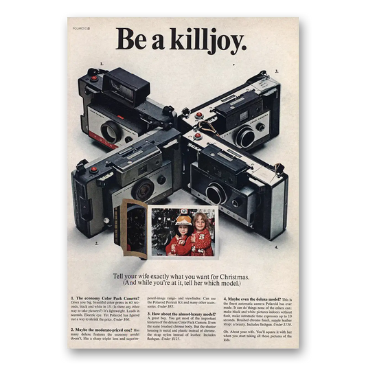 1966 Polaroid Be Killjoy Vintage Magazine Print Ad