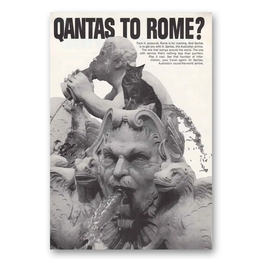 1966 Qantas Airlines Qantas to Rome Vintage Magazine Print Ad