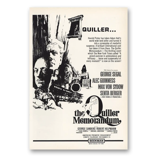 1966 The Quiller Memorandum Promo George Segal Vintage Magazine Print Ad